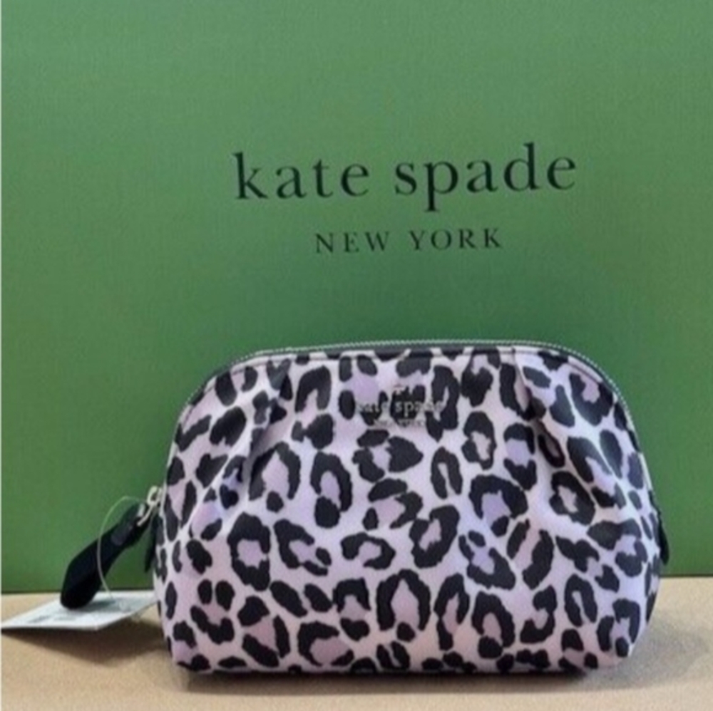 Kate Spade Violet Chelsea Spotted Leopard Print Cosmetic Bag KH755
